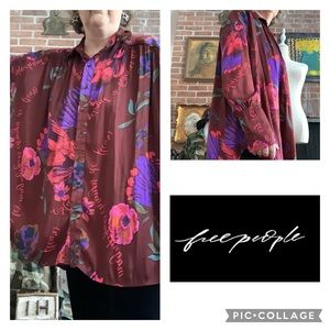 Free People Floral Satin hi low tunic